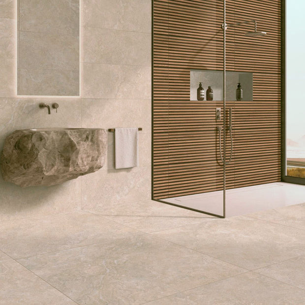 Linen Desert 100x100cm, beige tile at Irwin Tiles