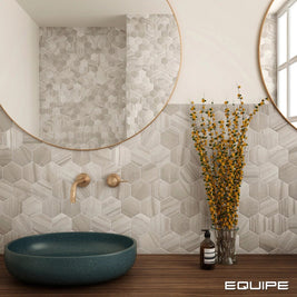 Lithos Beige Hex 11.6 x 10.1cm, matt porcelain tile for bathroom and other wet floors at Irwin Tiles