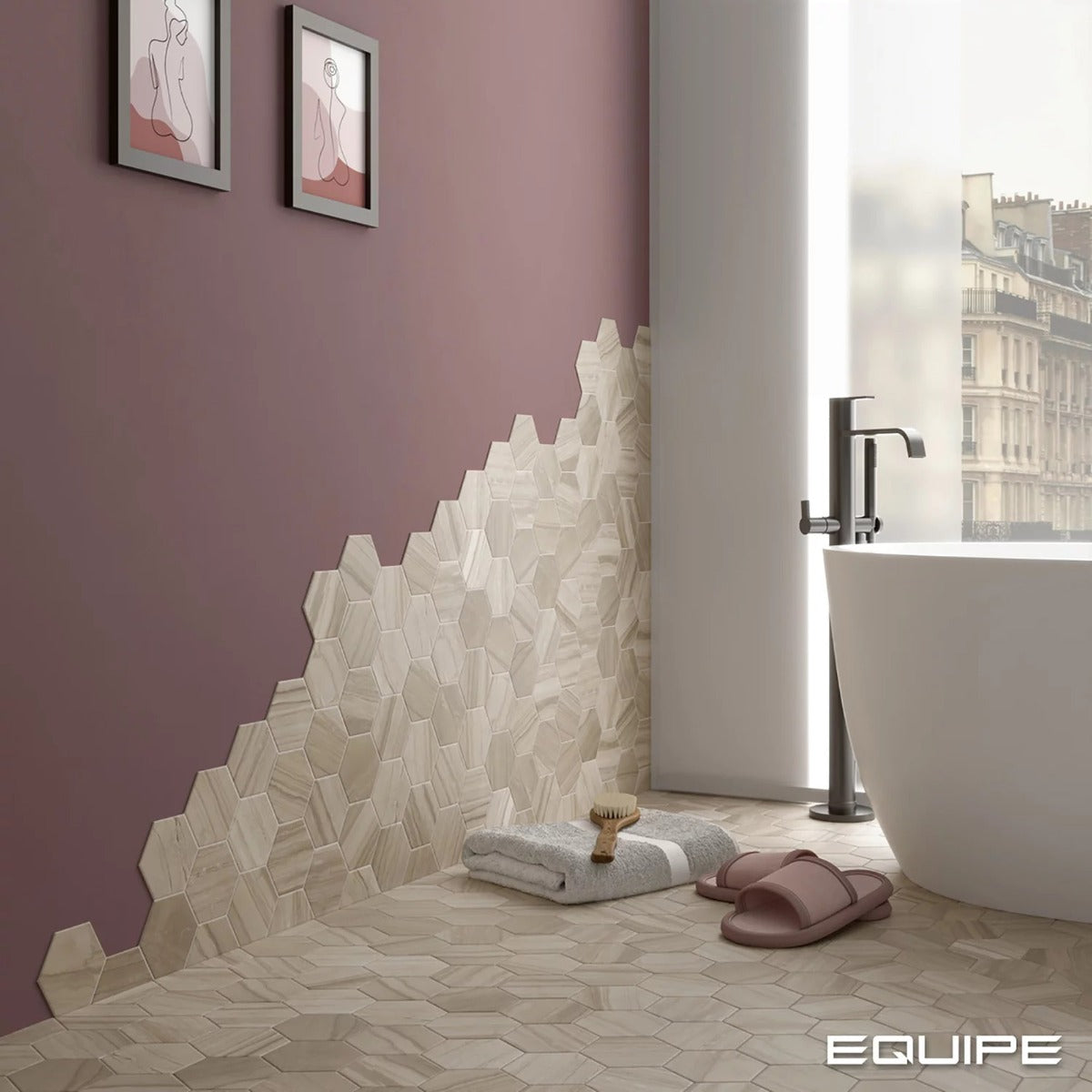Lithos Beige Hex 11.6 x 10.1cm, porcelain tile at Irwin Tiles