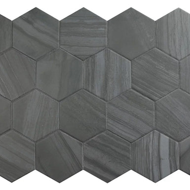 Lithos Black Hex 11.6 x 10.1cm, matt tile at Irwin Tiles