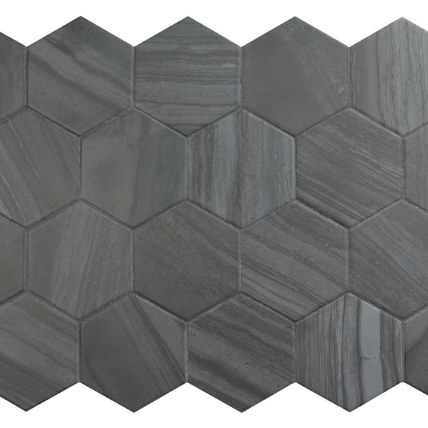 Lithos Black Hex 11.6 x 10.1cm, matt tile at Irwin Tiles
