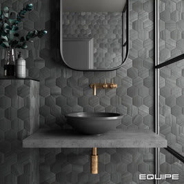 Lithos Black Hex 11.6 x 10.1cm, porcelain tile at Irwin Tiles
