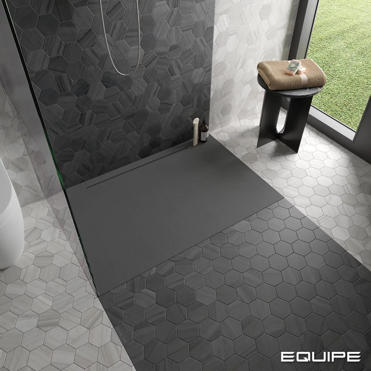 Lithos Black Hex 11.6 x 10.1cm, tile from Irwin Tiles, Co. Monaghan
