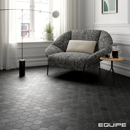 Lithos Black Hex 11.6 x 10.1cm tile, matt, at Irwin Tiles