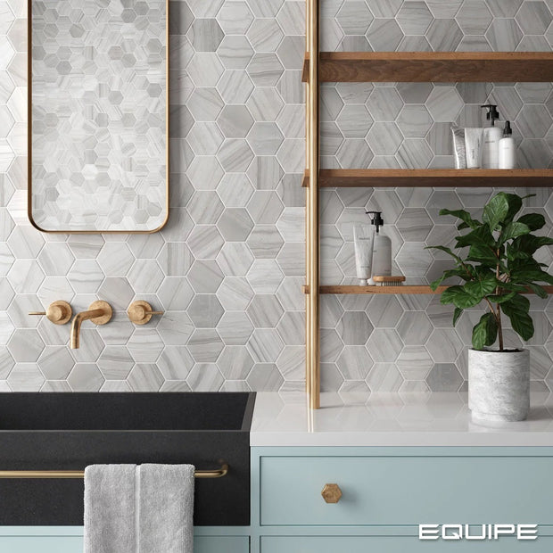 Lithos Grey Hex 11.6 x 10.1cm, porcelain tile at Irwin Tiles