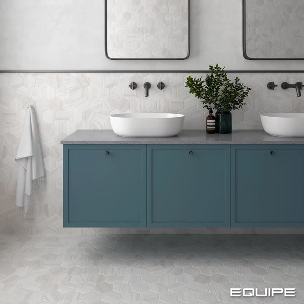 Lithos White Hex 11.6 x 10.1cm, porcelain tile at Irwin Tiles