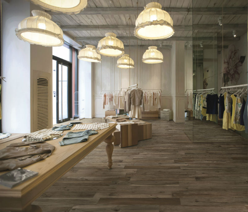Living Noce Wood Effect 15x100cm, matt porcelain tile for kitchens, bathrooms and hallways at Irwin Tiles