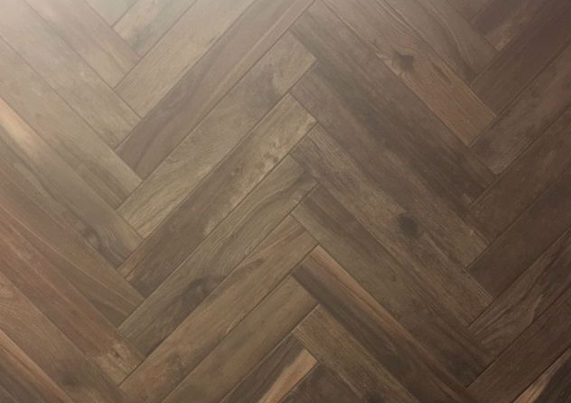 Living Noce Wood Effect Herringbone 7.5x45cm, porcelain tile at Irwin Tiles