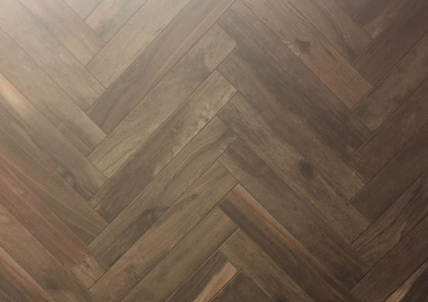 Living Noce Wood Effect Herringbone, porcelain tile in 7.5x45cm at Irwin Tiles