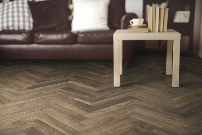 Living Noce Wood Effect Herringbone 7.5x45cm, matt tile at Irwin Tiles, 14.4m²