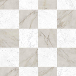 Livingstone Gold & Marmi Carrara Chequered 30x30cm, matt tile at Irwin Tiles