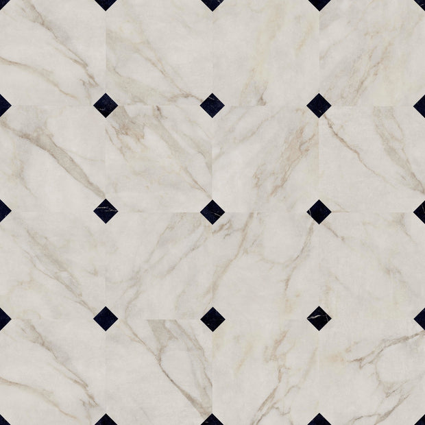 Livingstone Gold Octagon 30x30cm (Livingstone Nero Insert 5x5cm), porcelain tile at Irwin Tiles