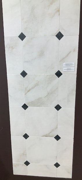 Livingstone Gold Octagon 30x30cm (Livingstone Nero Insert 5x5cm), matt tile at Irwin Tiles