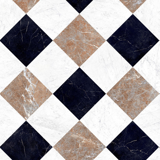 Livingstone Nero & Francia Rosso & Marmi Carrara Chequered 30x30cm, porcelain tile at Irwin Tiles