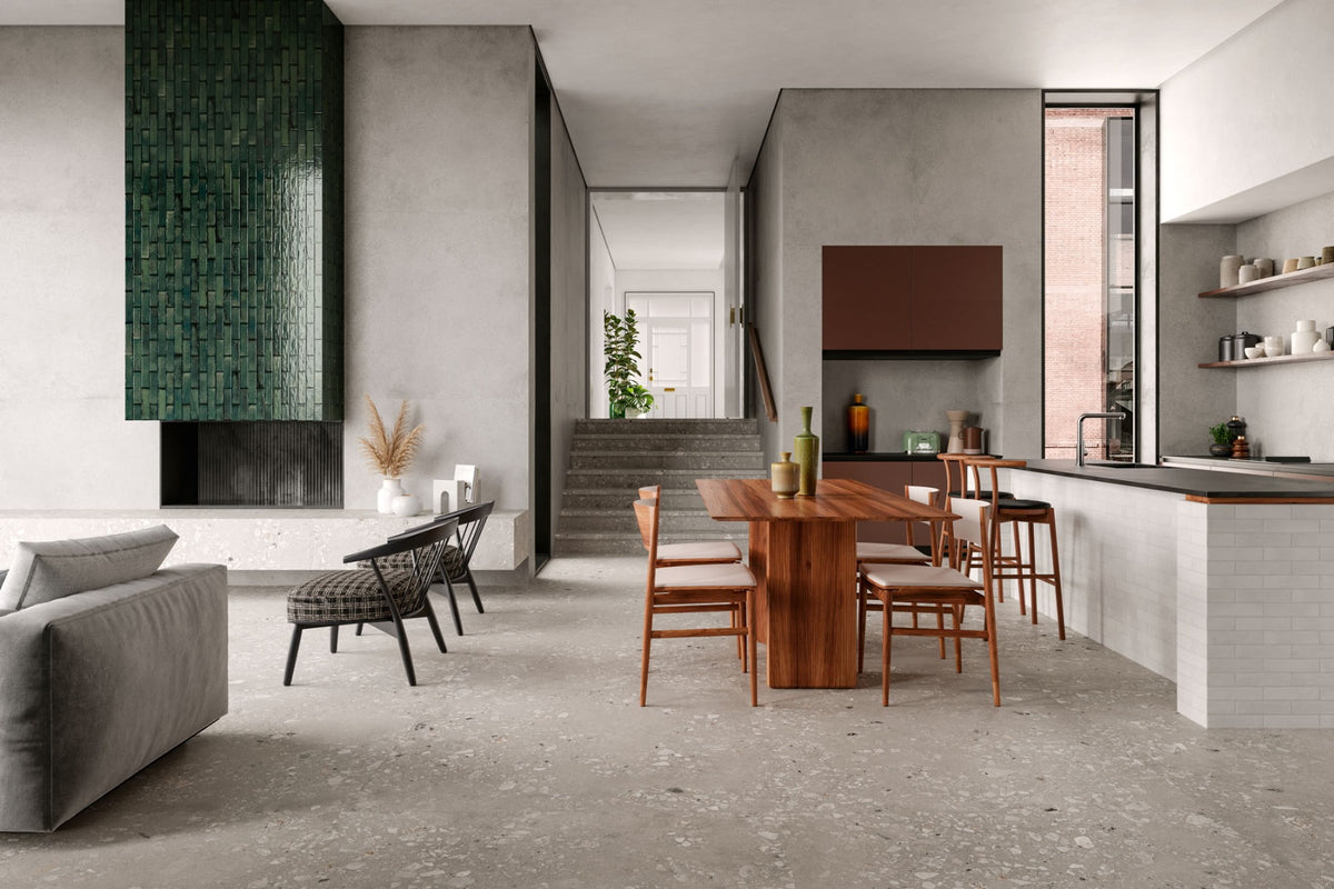 Cosmo Cement 90x90cm, matt porcelain tile for bathroom and other wet floors at Irwin Tiles