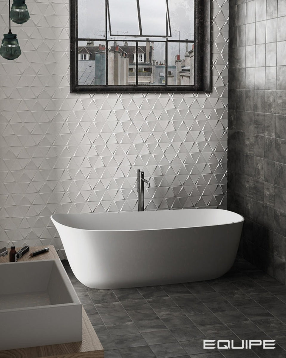 Tirol White Matt Triangular 3D Tile 10.8x12.4cm, tile at Irwin Tiles