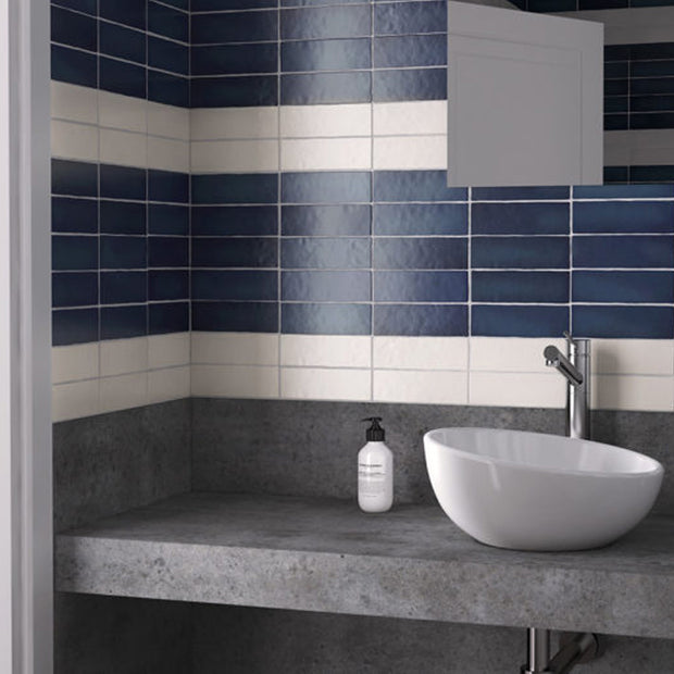 Magma Sea Blue 6.5 x 20cm, matt wall tile at Irwin Tiles