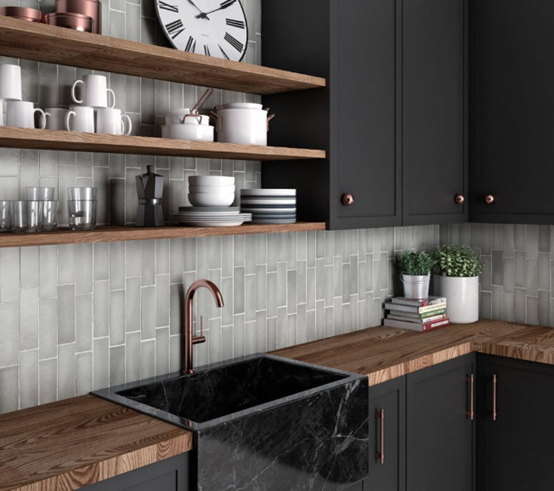 Magma Grey Stone 6.5 x 20cm, matt wall tile at Irwin Tiles