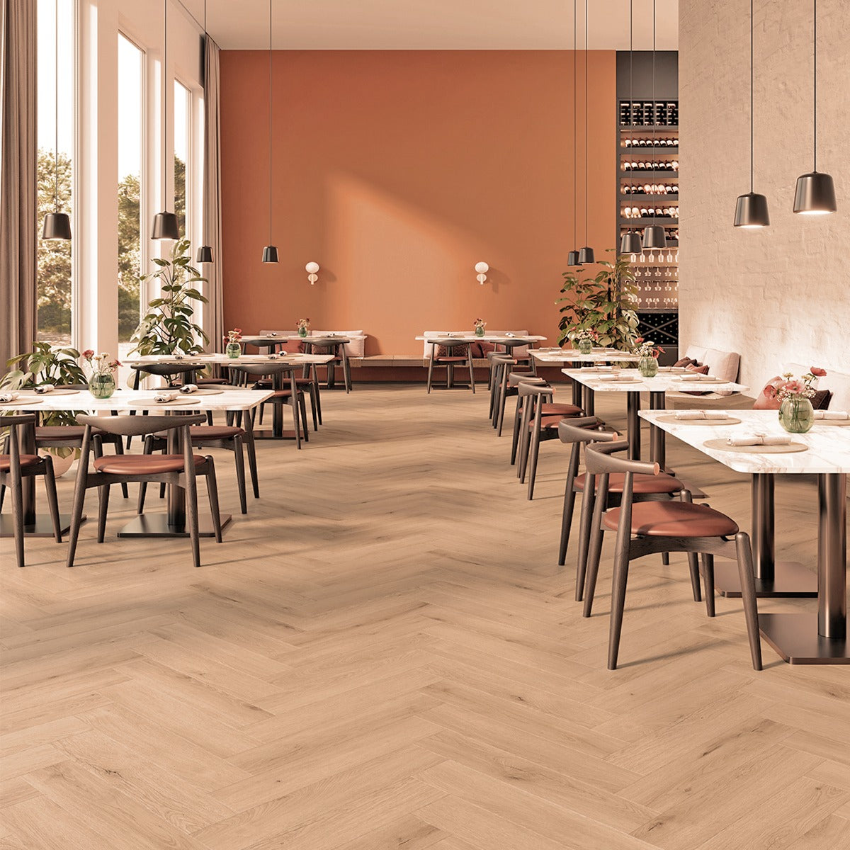 Mantaro Pecan Herringbone Luxury Parquet Vinyl, luxury click vinyl flooring for kitchens, hallways and living at Irwin Tiles
