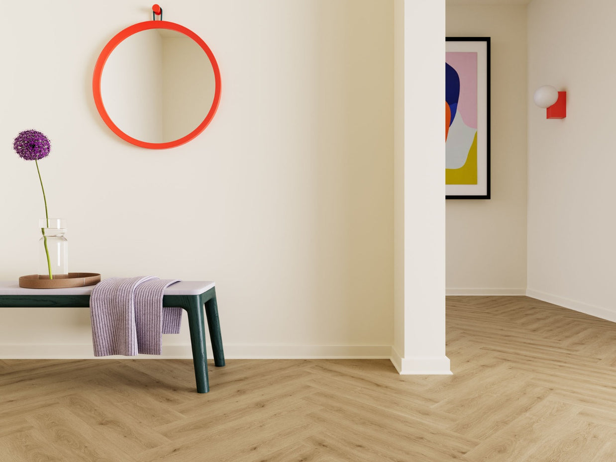 Mantaro Hay Herringbone Luxury Parquet Vinyl, luxury click vinyl flooring for kitchens, hallways and living at Irwin Tiles