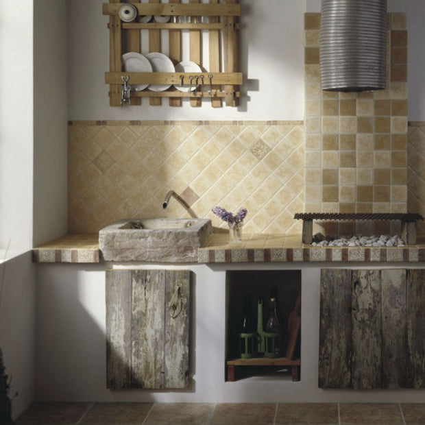 Marble Age Paglierino 10x10cm, cream tile at Irwin Tiles