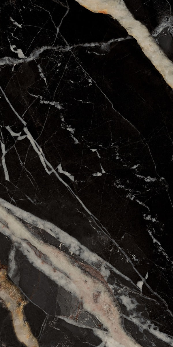 Marmoteca Golden Carbon Luxr 60x120cm tile, gloss, at Irwin Tiles