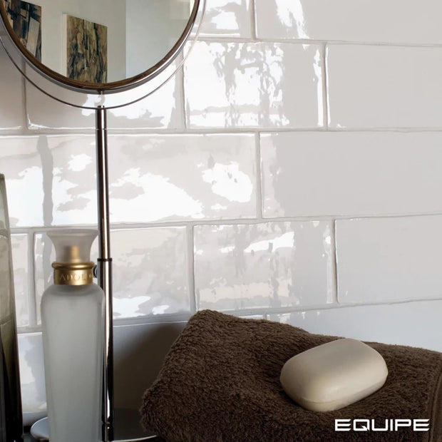 Masia Blanco 7.5 x 30cm, gloss tile at Irwin Tiles