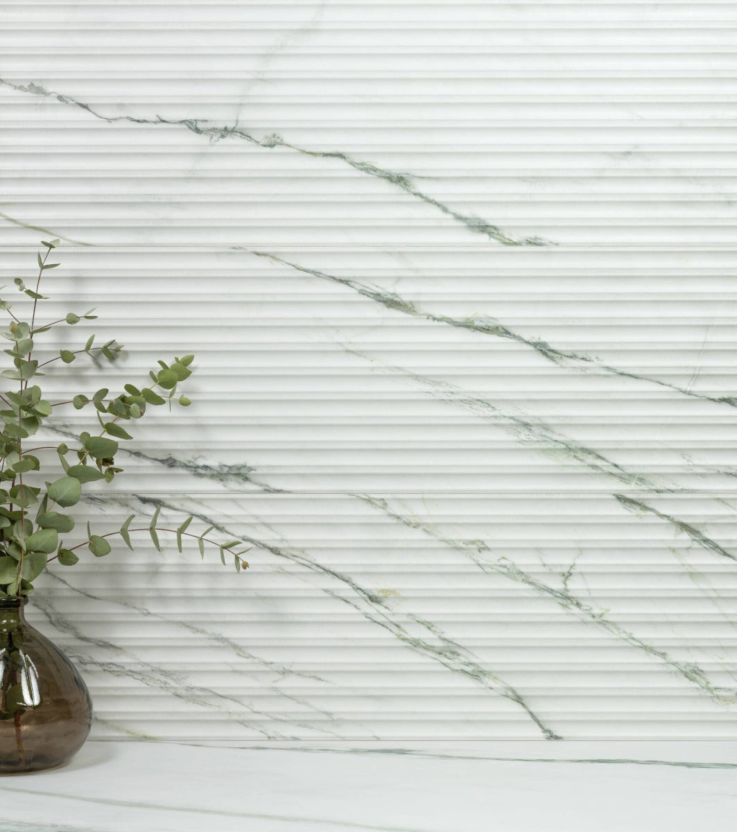 Matcha Green Waves Decor 33x100cm, wall tile at Irwin Tiles