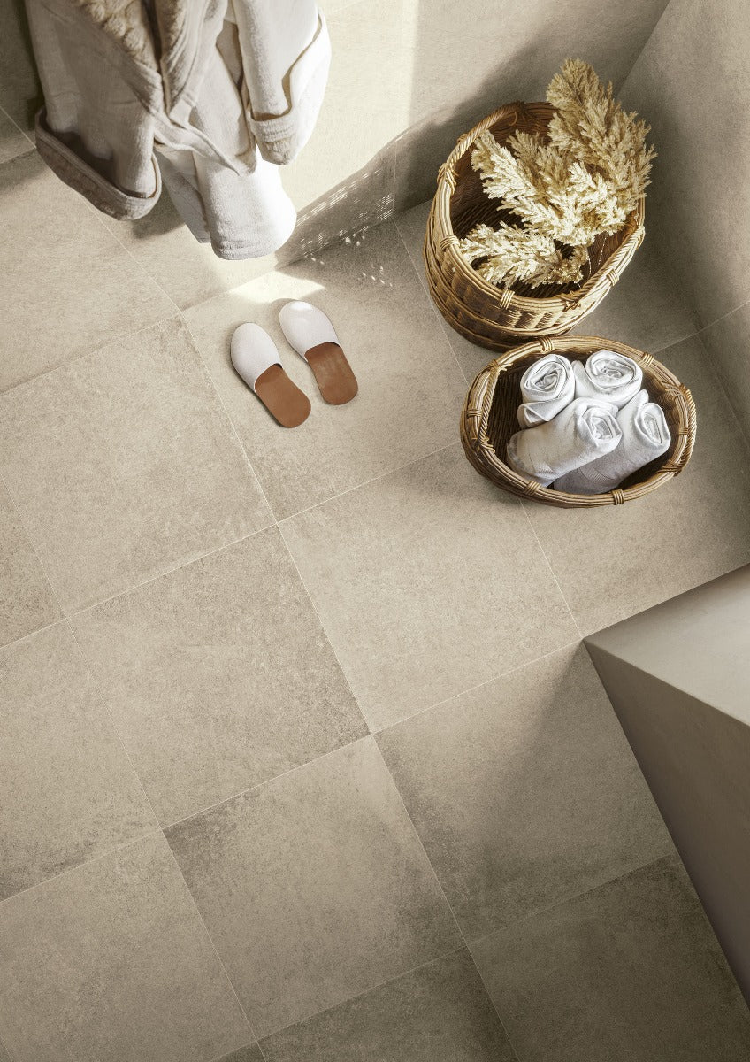 Materica Ecru 120x120cm, beige matt tile at Irwin Tiles