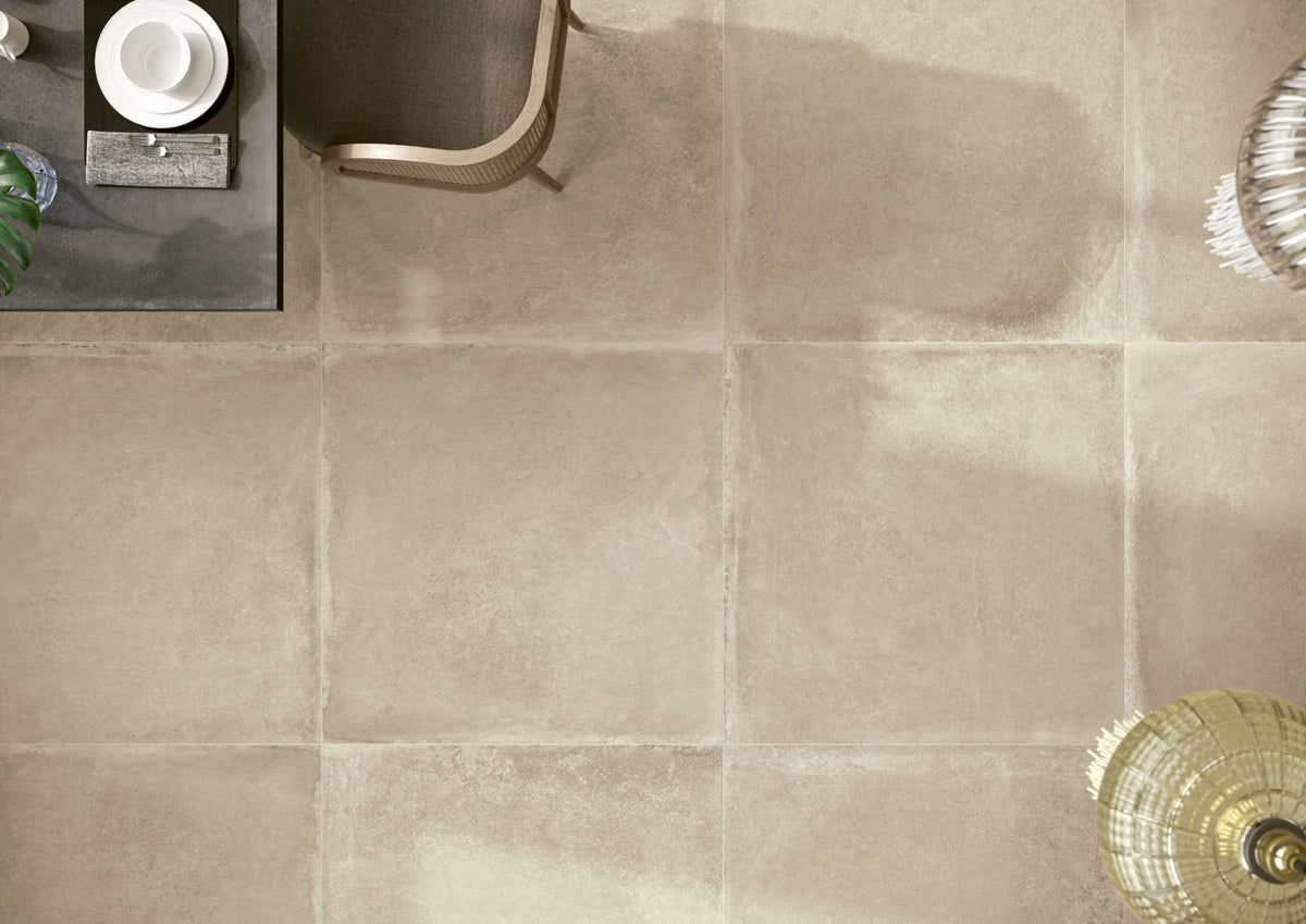 Materica Ecru 120x120cm, matt porcelain tile for bathroom and other wet floors at Irwin Tiles