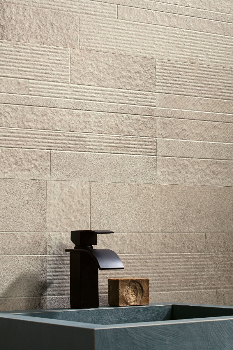 Materica Brick Ecru 30 x 120cm, beige matt tile at Irwin Tiles