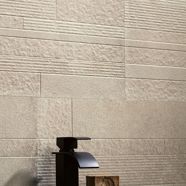 Materica Brick Ecru 30 x 120cm, beige matt tile at Irwin Tiles