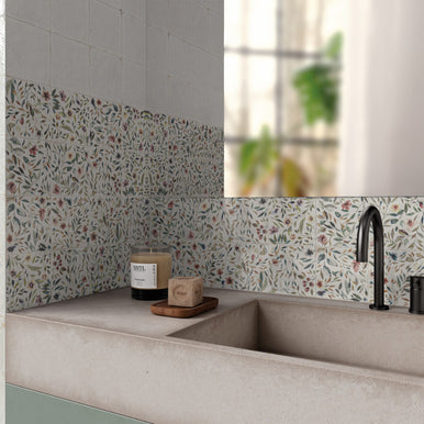 Mayolica Gardens 14.8x14.8cm, porcelain wall tile sold by the box at Irwin Tiles
