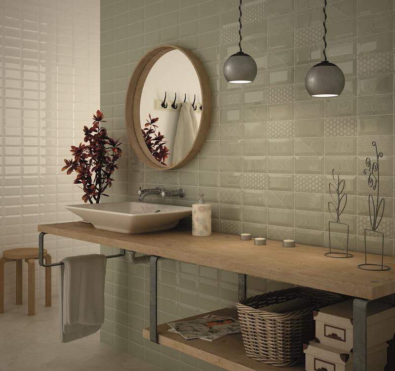 Metro Olive 15x7.5cm, gloss tile at Irwin Tiles