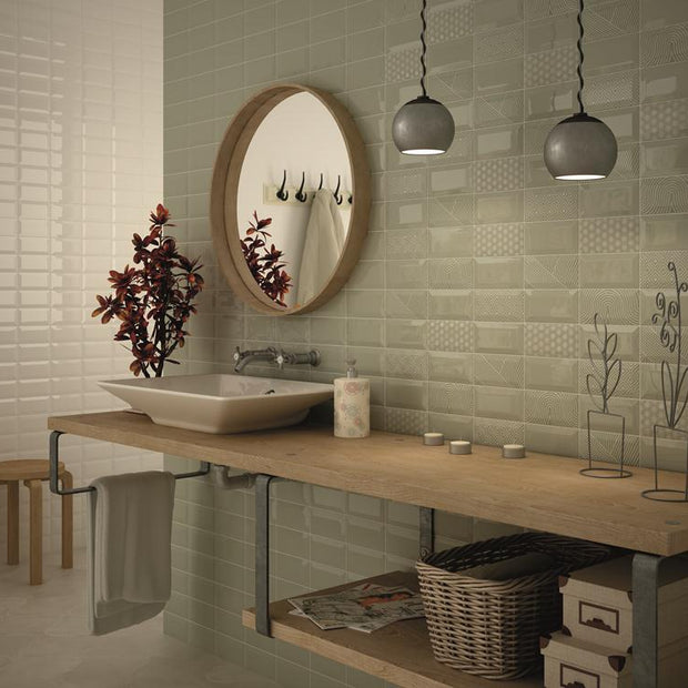 Metro Olive 15x7.5cm, gloss tile at Irwin Tiles