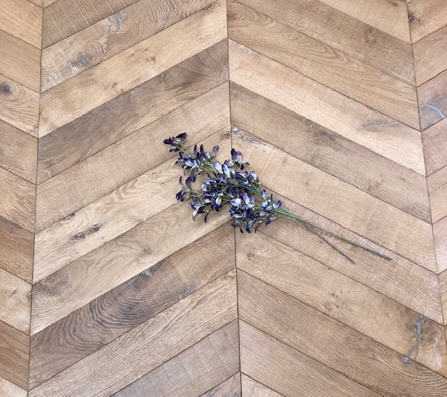 Muscavado Oak Engineered Chevron engineered wood flooring, oiled, at Irwin Tiles