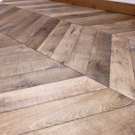 Muscavado Oak Engineered Chevron, oiled engineered wood flooring at Irwin Tiles