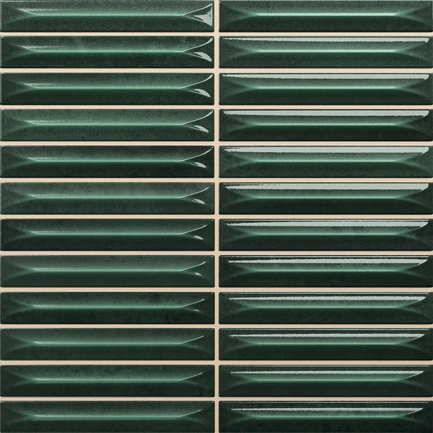Nairobi Arrow Green 20x20cm Kit Kat Tile, gloss wall tile at Irwin Tiles
