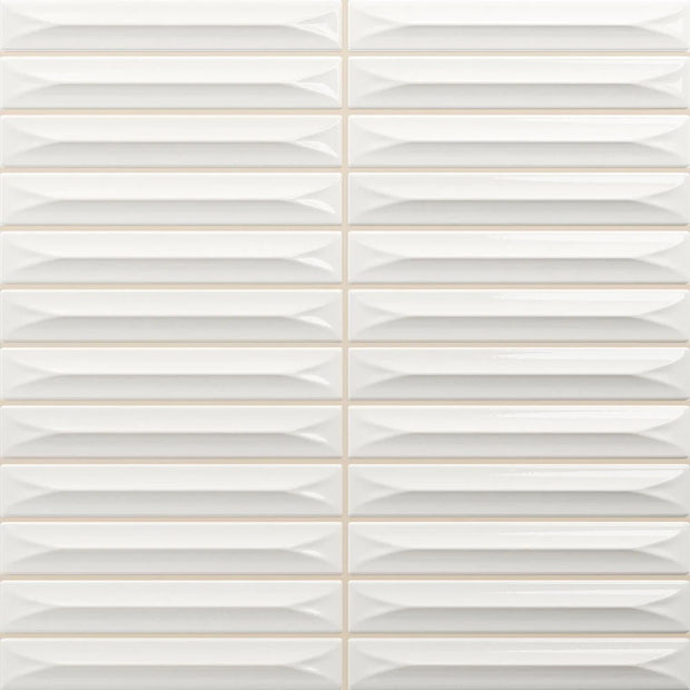 Nairobi Arrow Off-White 20x20cm Kit Kat Tile, gloss wall tile at Irwin Tiles