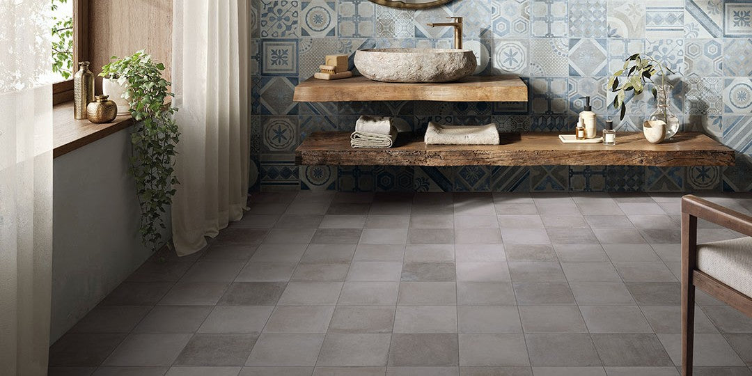 Bourbon Street 20x20cm, blue matt tile at Irwin Tiles