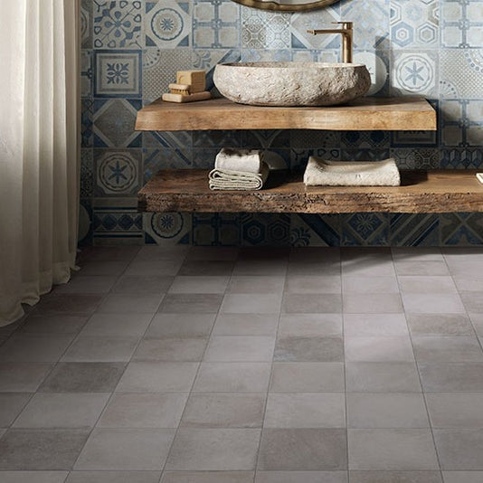 Bourbon Street 20x20cm, blue matt tile at Irwin Tiles