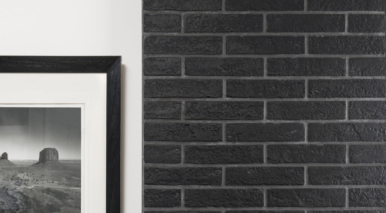 New York Black Brick Effect Tile 6x25cm, matt porcelain tile for bathroom and other wet floors at Irwin Tiles
