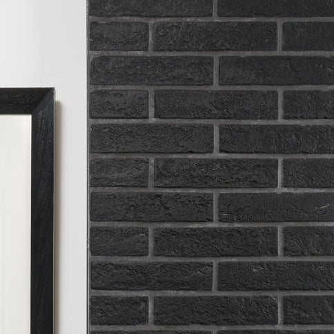 New York Black Brick Effect Tile 6x25cm, matt porcelain tile for bathroom and other wet floors at Irwin Tiles