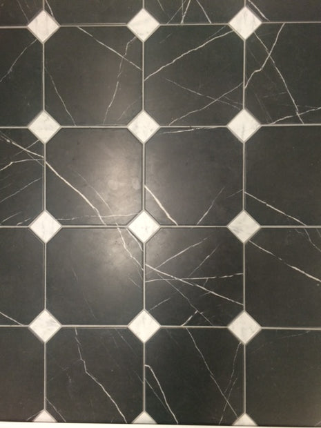 Octagono Marmol Negro 20x20cm, matt tile at Irwin Tiles