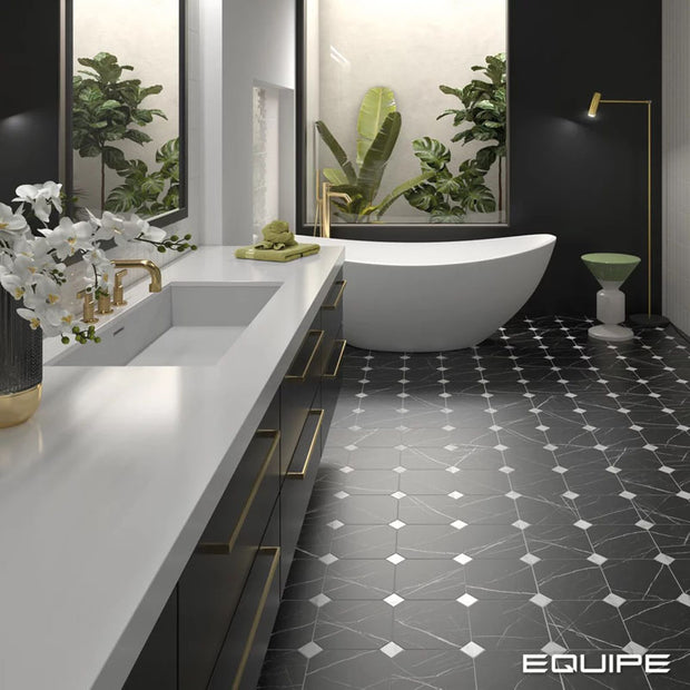 Octagono Marmol Negro 20x20cm, porcelain tile at Irwin Tiles