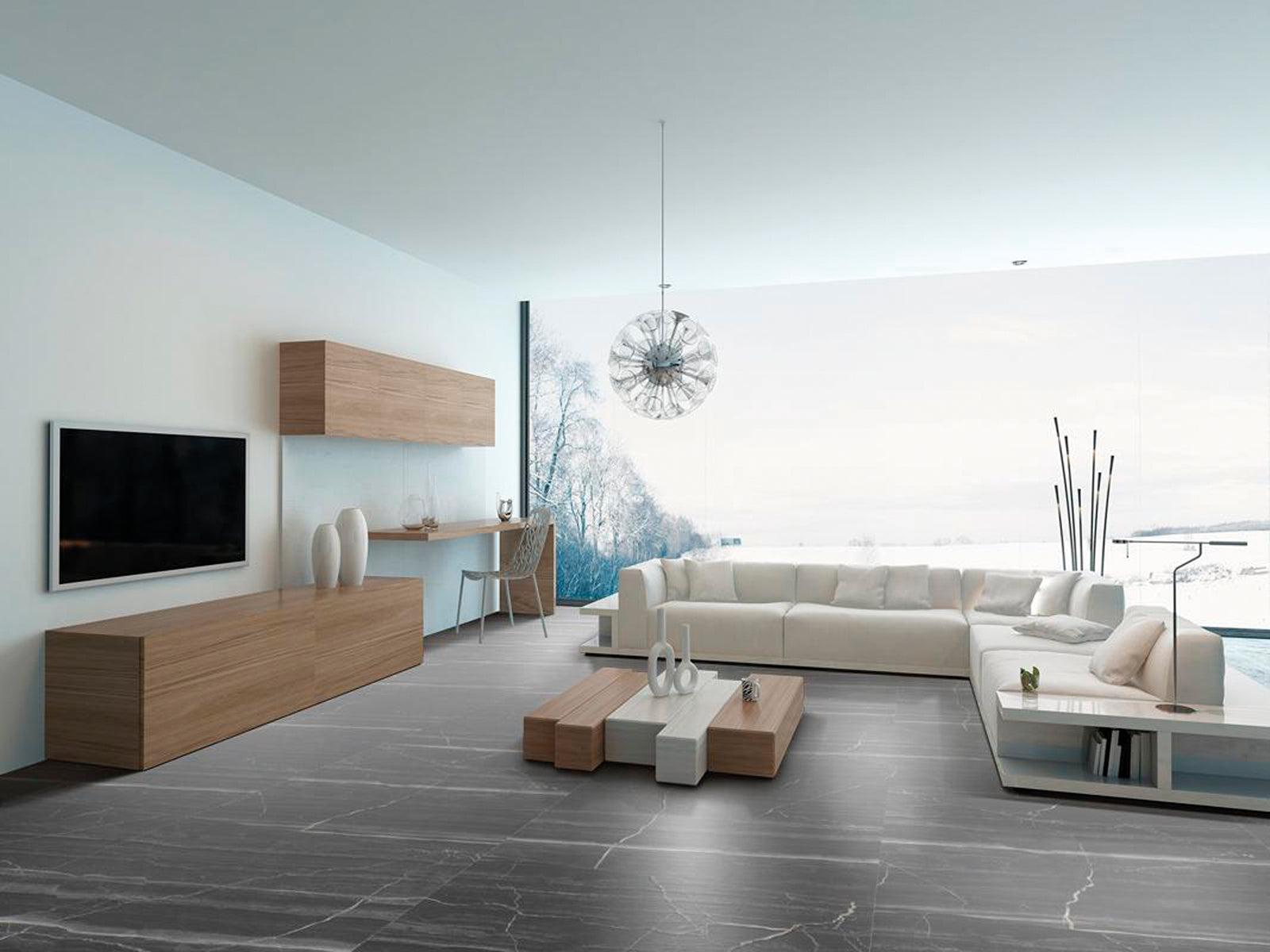 Olsom Polished (Black marble look) 100 x 100cm, porcelain tile at Irwin Tiles