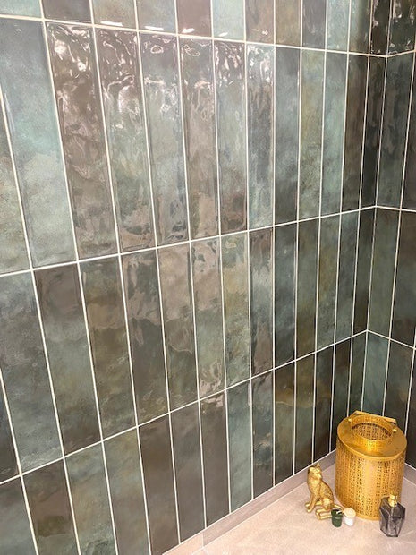 Omega Verde 10.7 x 53cm, wall tile at Irwin Tiles