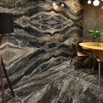 Orobico Dark Polished 75.5 x 151cm, porcelain tile sold by the box at Irwin Tiles
