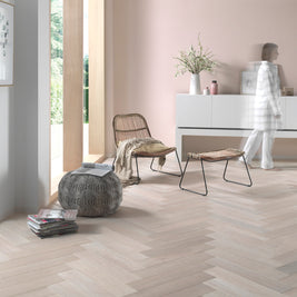 Oslo Montblanc Engineered Herringbone, light oiled engineered wood flooring at Irwin Tiles