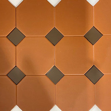 Ottagono Red Quarry 10x10cm, matt tile at Irwin Tiles